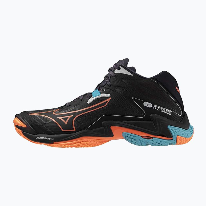 Volleyball shoes Mizuno Wave Lightning Z8 Mid black/neon flame/peacock blue