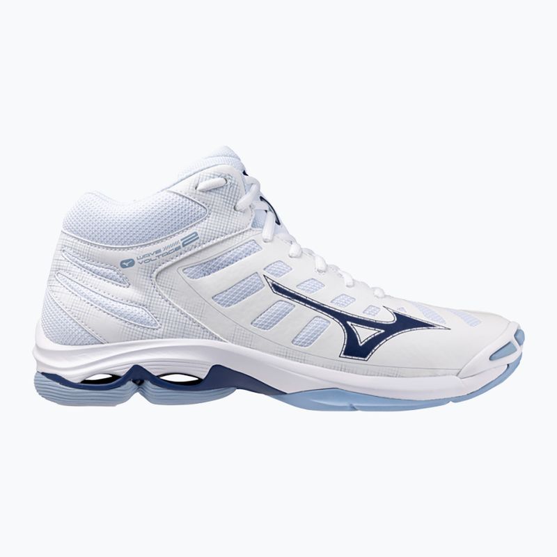 Mizuno Wave Voltage 2 Mid volleyball shoes white/bellwether blue/bel air blue 8