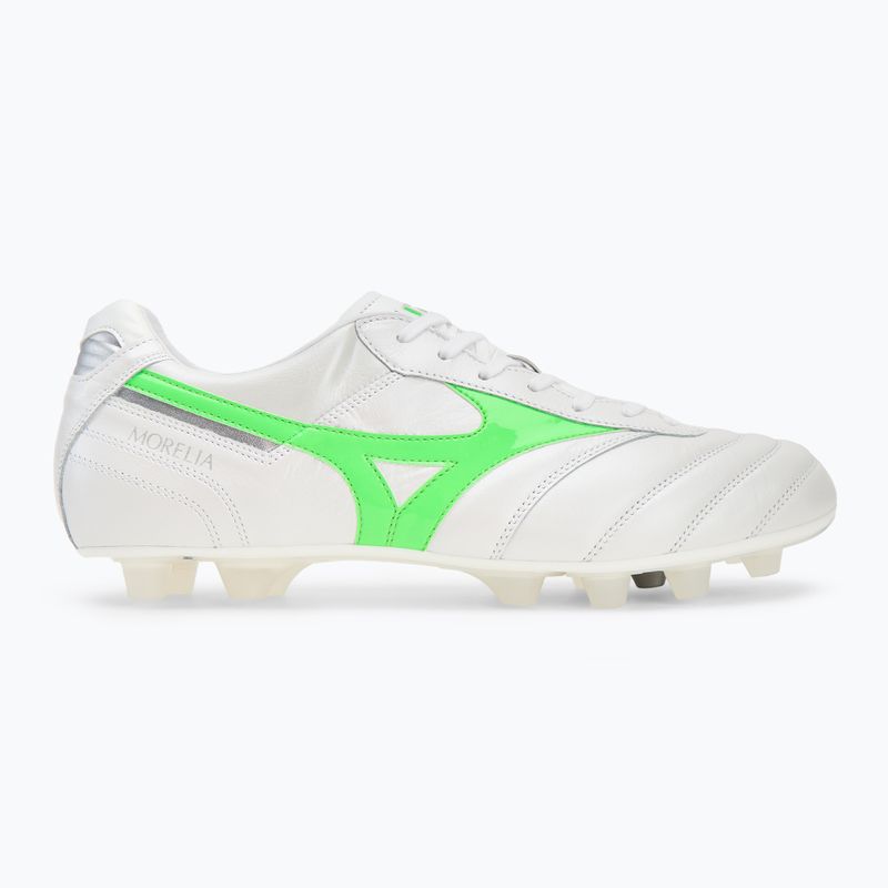 Men's football boots Mizuno Morelia II Japan Md white/neon green/galaxy silver 2