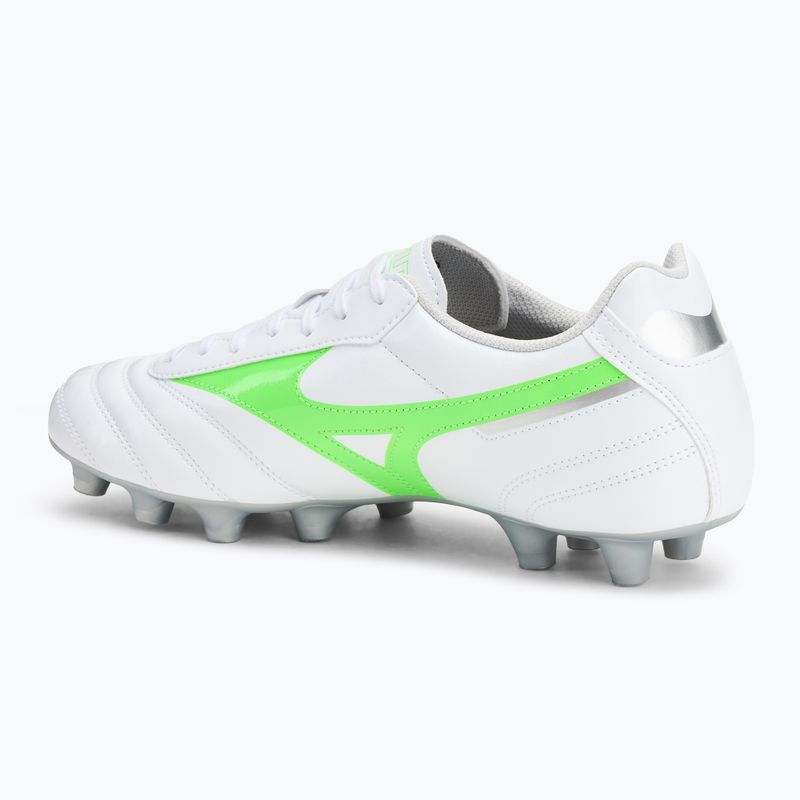 Men's football boots Mizuno Morelia II Club Md white/neon green/galaxy silver 3