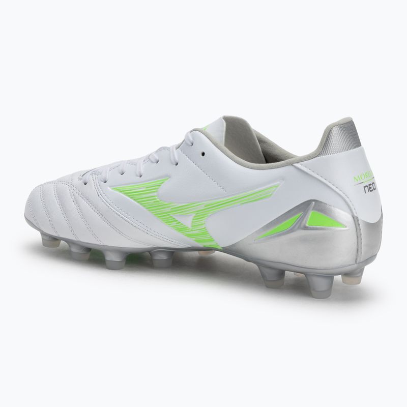 Men's football boots Mizuno Morelia Neo IV Pro Md white/neon green/cool gray 3c 3
