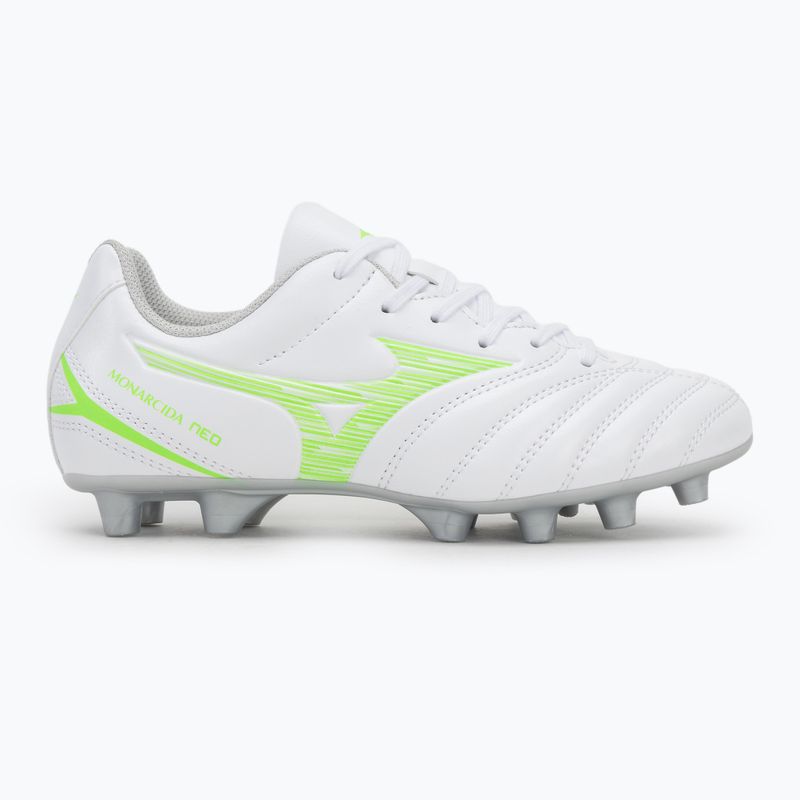 Children's football boots Mizuno Monarcida Neo III Select Jr Md white/neon green 2