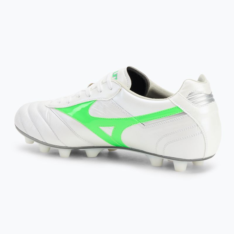 Men's football boots Mizuno Morelia II Elite Md white/neon green/galaxy silver 3