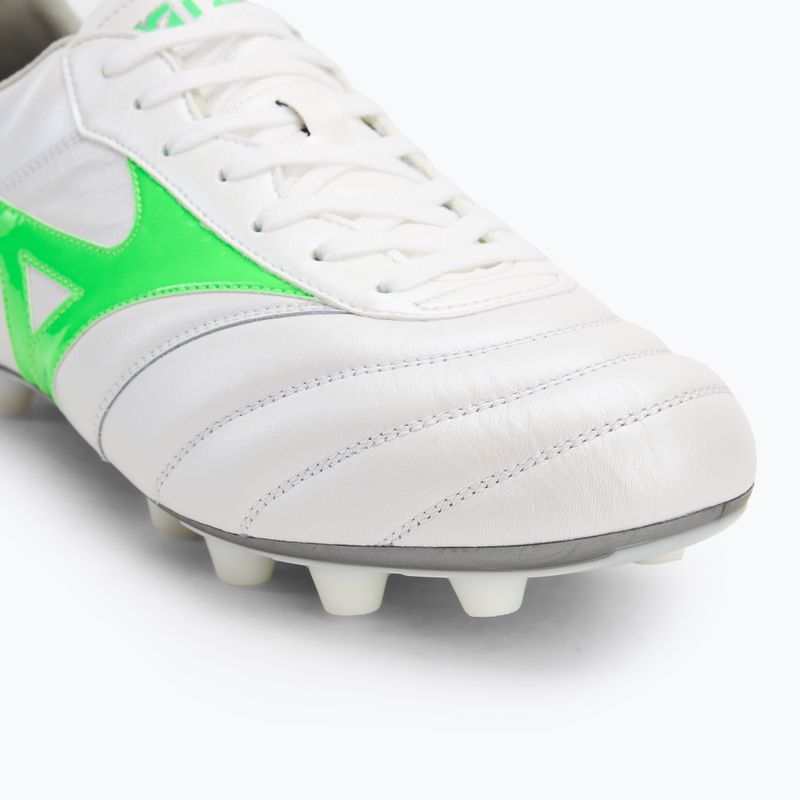 Men's football boots Mizuno Morelia II Elite Md white/neon green/galaxy silver 7