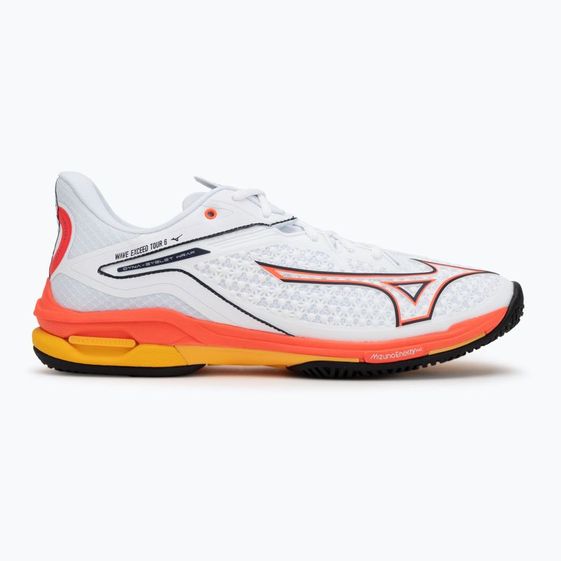 Men's tennis shoes Mizuno Wave Exceed Tour 6 AC white/fiery coral 2/citrus 2