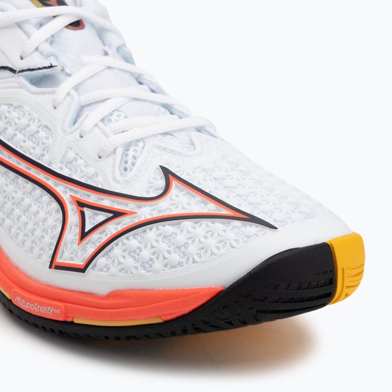 Men's tennis shoes Mizuno Wave Exceed Tour 6 AC white/fiery coral 2/citrus 7