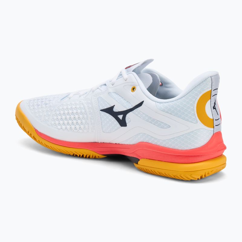 Mizuno Wave Exceed Tour 6 CC tennis shoes white/baritone blue/fiery coral 2 3