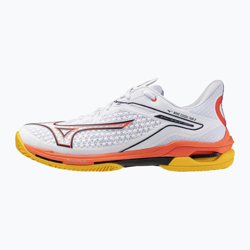 Mizuno Wave Exceed Tour 6 CC tennis shoes white/baritone blue/fiery coral 2