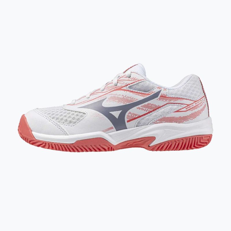 Children's tennis shoes Mizuno Break Shot 5 Jr CC white/blue granite/calypso coral 8