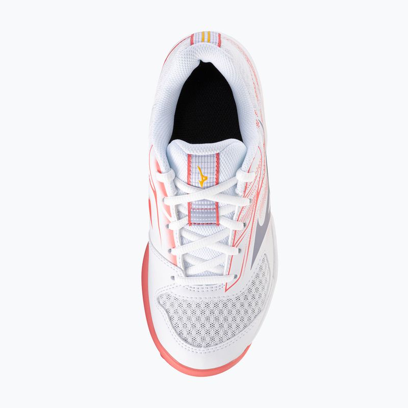 Children's tennis shoes Mizuno Break Shot 5 Jr CC white/blue granite/calypso coral 11