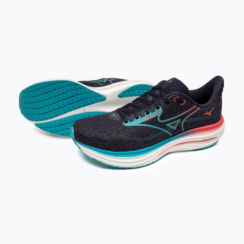 Men's running shoes Mizuno Wave Rider 29 odyssey gray/Ccapri breeze/calypso coral 9