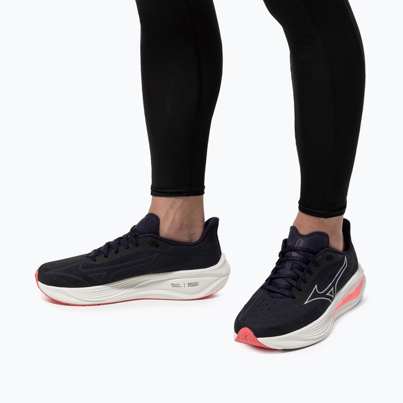 Men's Mizuno Neo Cosmo baritone blue/snow white/striking coral running shoes 10