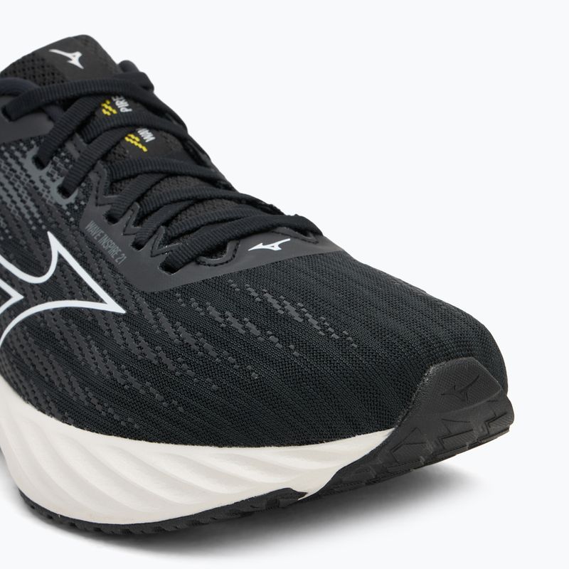 Men's running shoes Mizuno Wave Inspire 21 black/white/vibrant yellow 7