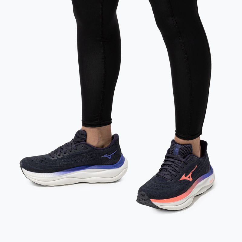 Women's running shoes Mizuno Wave Sky 9 odyssey gray/striking coral/iris bloom 10