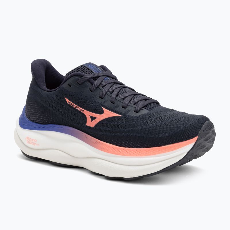 Women's running shoes Mizuno Wave Sky 9 odyssey gray/striking coral/iris bloom