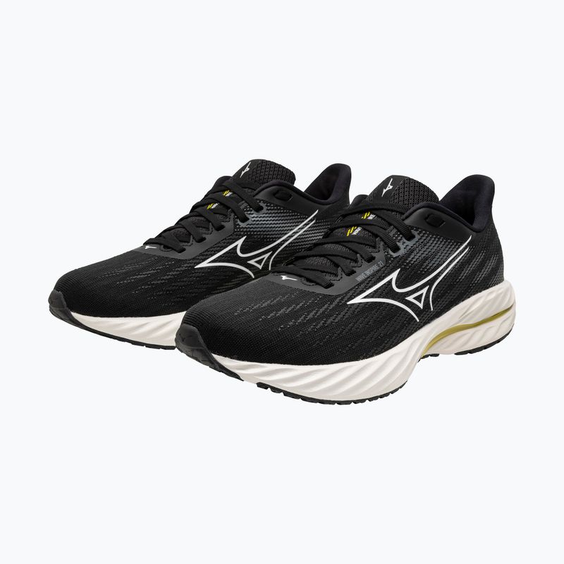 Women's running shoes Mizuno Wave Inspire 21 black/white/vibrant yellow 8