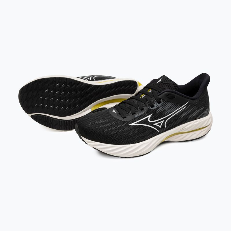 Women's running shoes Mizuno Wave Inspire 21 black/white/vibrant yellow 9