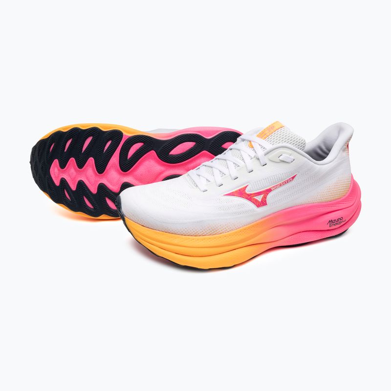 Mizuno Wave Sky 9 white/tang orange/pink tetra running shoe 9