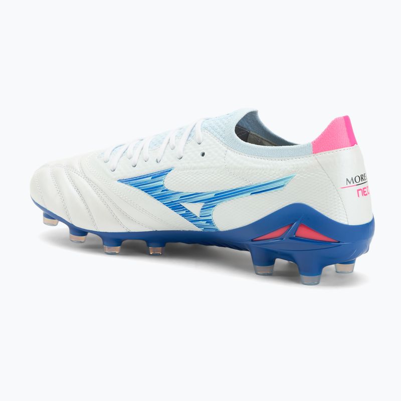 Men's football boots Mizuno Morelia Neo IV β Japan Fg white/tanager turquoise/pink tetra 3