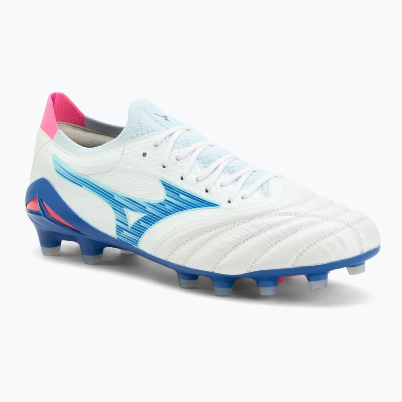 Men's football boots Mizuno Morelia Neo IV Β Elite MD white/tanager turquoise/pink tetra