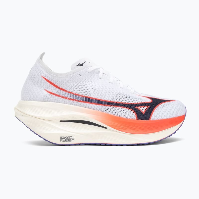 Mizuno Wave Rebellion Pro 3 running shoe white/baritone blue/fiery cora 2