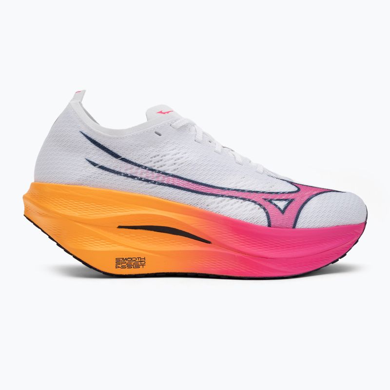 Mizuno Wave Rebellion Pro 3 running shoe white/pink tetra/tang orange 2