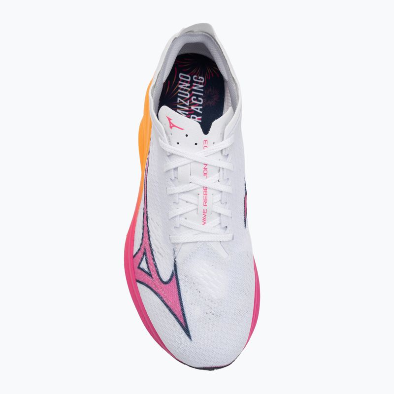 Mizuno Wave Rebellion Pro 3 running shoe white/pink tetra/tang orange 5