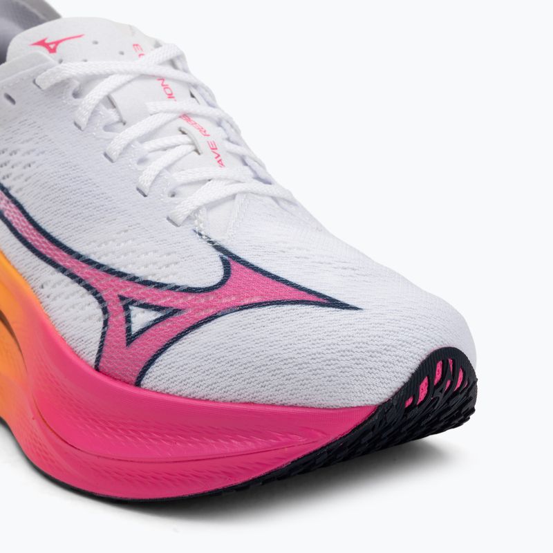 Mizuno Wave Rebellion Pro 3 running shoe white/pink tetra/tang orange 7