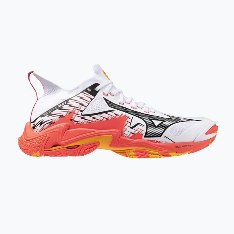 Mizuno Wave Lightning Neo 3 white/fiery coral 2/citrus volleyball shoes 8