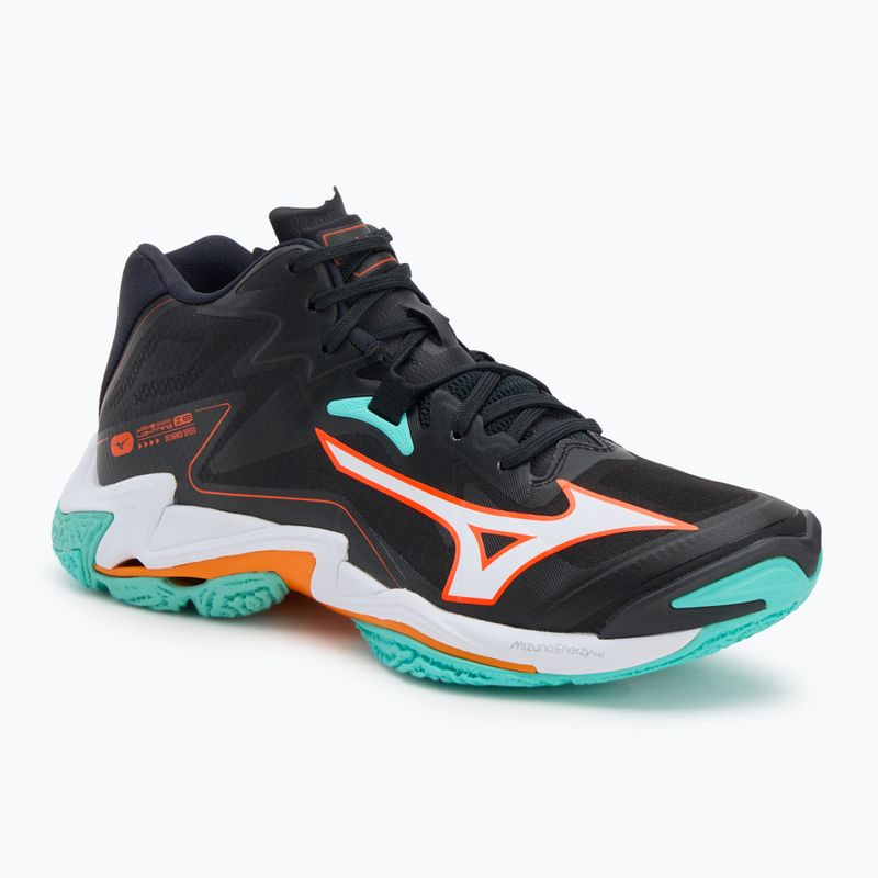 Mizuno Wave Lightning Z8 Mid volleyball shoes black/tangelo/ice green