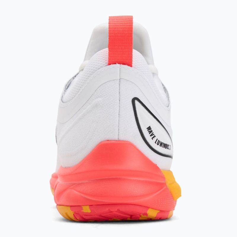 Mizuno Wave Luminous 3 white/fiery coral 2/citrus volleyball shoes 6