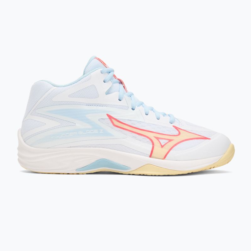 Women's volleyball shoes Mizuno Thunder Blade Z Mid white/calypso coral/pale banana 2