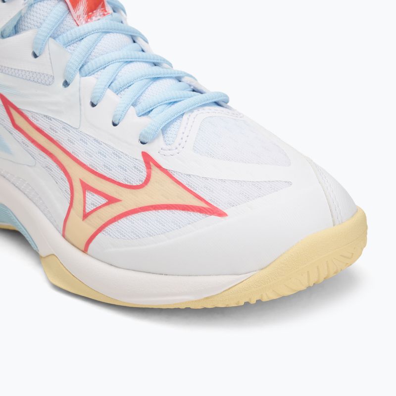 Women's volleyball shoes Mizuno Thunder Blade Z Mid white/calypso coral/pale banana 7