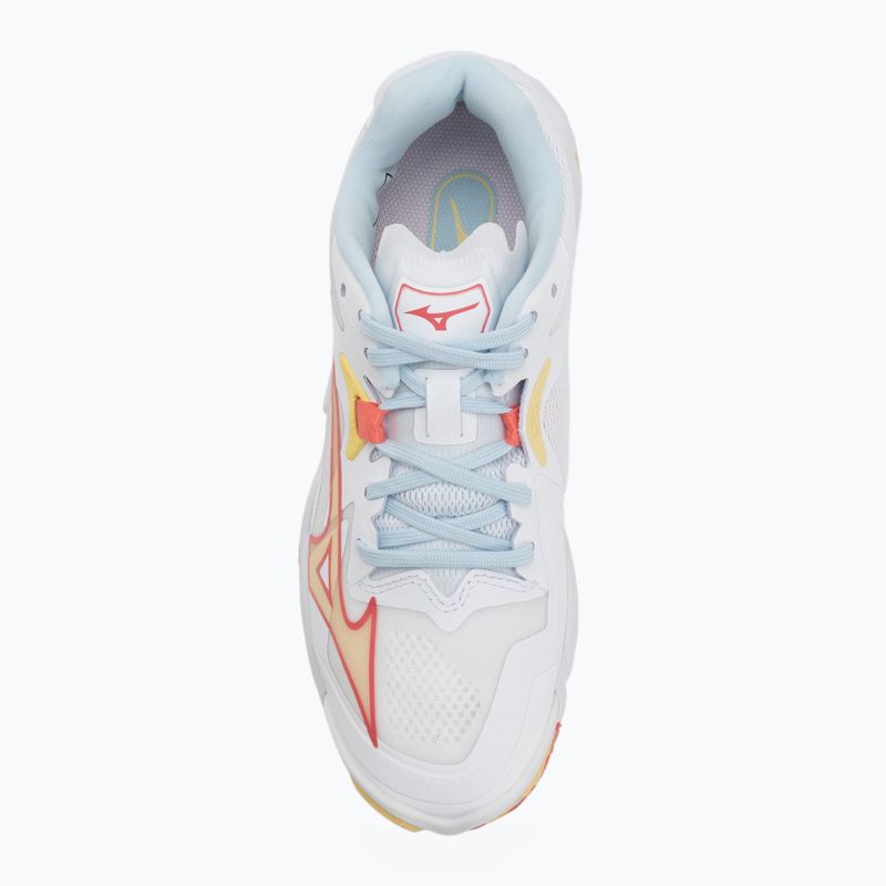 Women's volleyball shoes Mizuno Wave Lightning Z8 white/calypso coral/pale banana 5