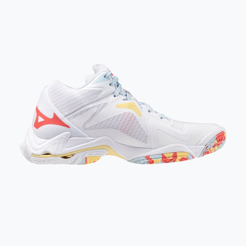 Women's volleyball shoes Mizuno Wave Lightning Z8 Mid white/calypso coral/pale banana 2