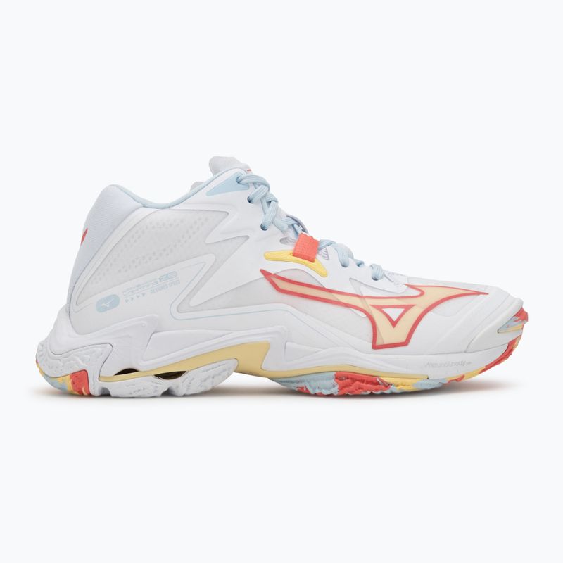 Women's volleyball shoes Mizuno Wave Lightning Z8 Mid white/calypso coral/pale banana 2