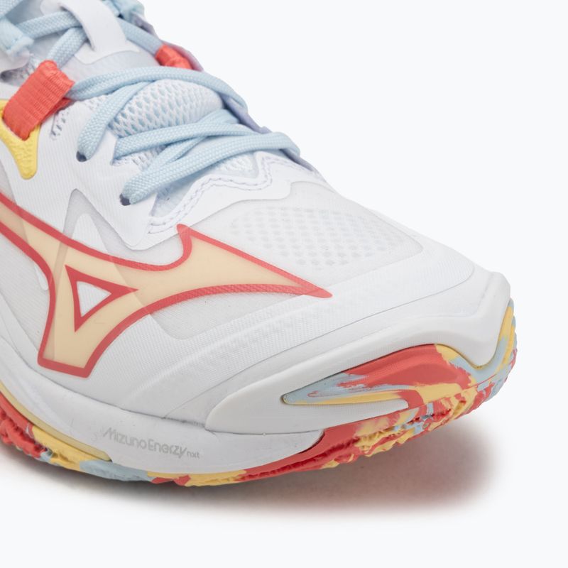 Women's volleyball shoes Mizuno Wave Lightning Z8 Mid white/calypso coral/pale banana 7