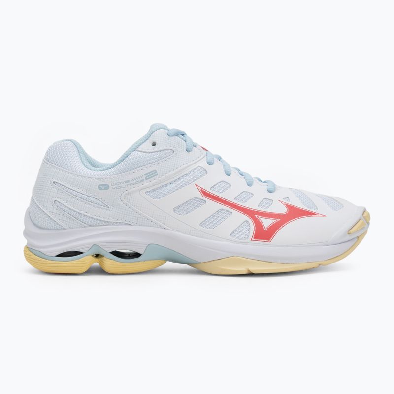 Women's volleyball shoes Mizuno Wave Voltage 2 white/calypso coral/pale banana 2