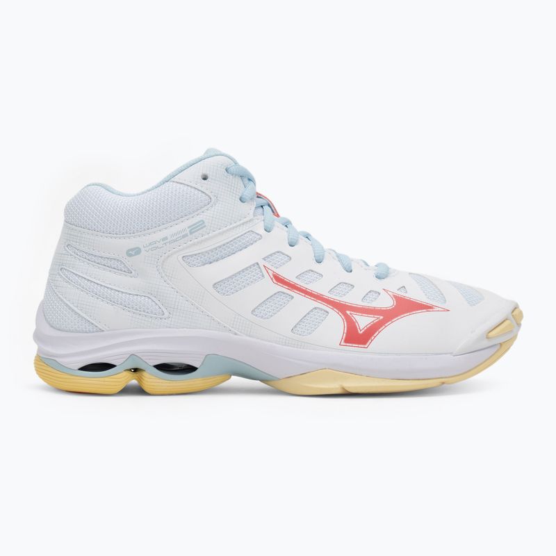 Women's volleyball shoes Mizuno Wave Voltage 2 Mid white/calypso coral/pale banana 2