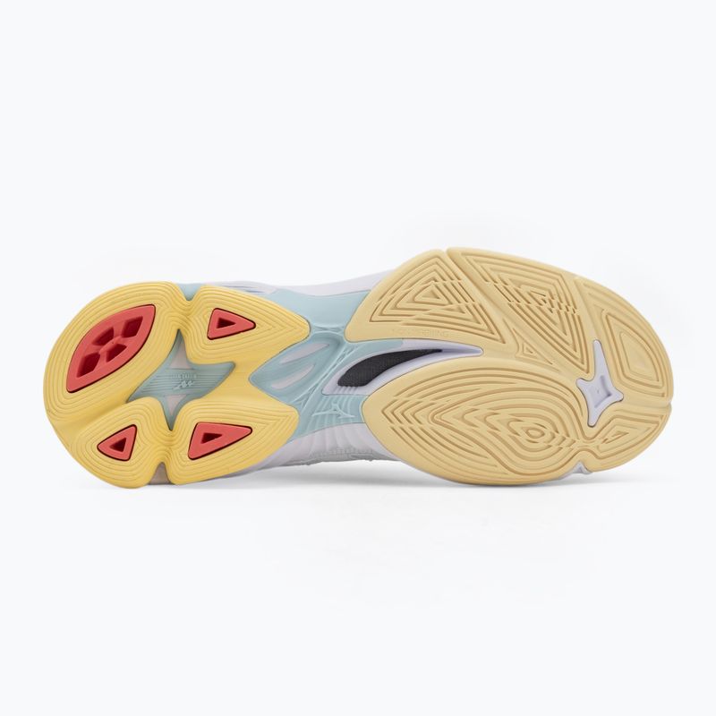 Women's volleyball shoes Mizuno Wave Voltage 2 Mid white/calypso coral/pale banana 4