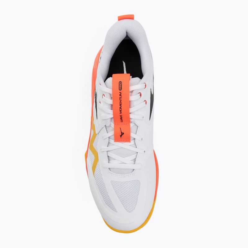 Mizuno Wave Momentum Pro volleyball shoes white/fiery coral 2/citrus 5