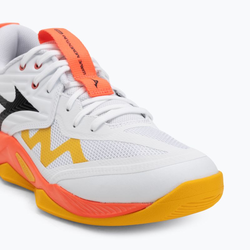 Mizuno Wave Momentum Pro volleyball shoes white/fiery coral 2/citrus 7