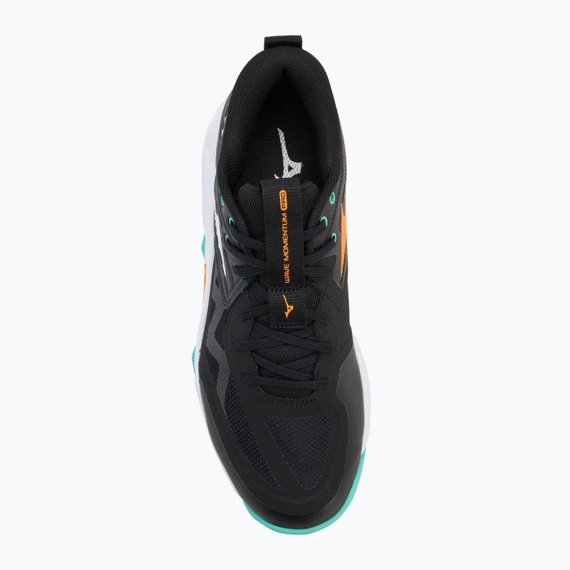 Mizuno Wave Momentum Pro volleyball shoes black/tangelo/ice green 5