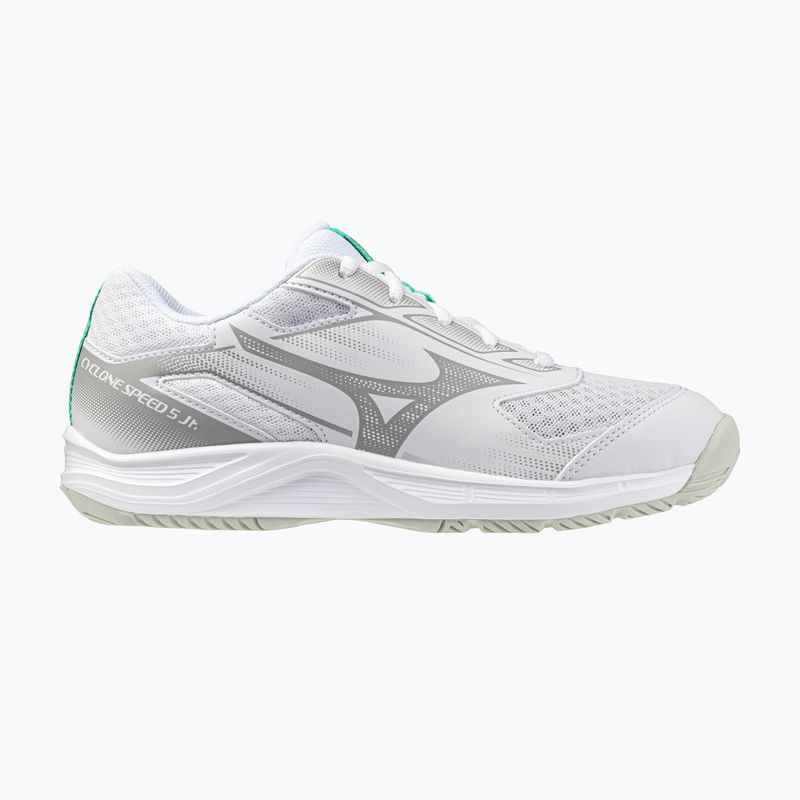 Children's volleyball shoes Mizuno Cyclone Speed 5 white/black/frozen emerald