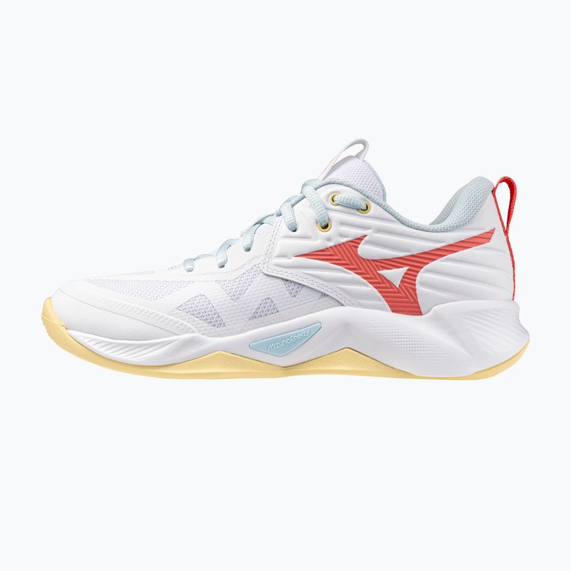Women's volleyball shoes Mizuno Wave Momentum Pro white/calypso coral/pale banana 2