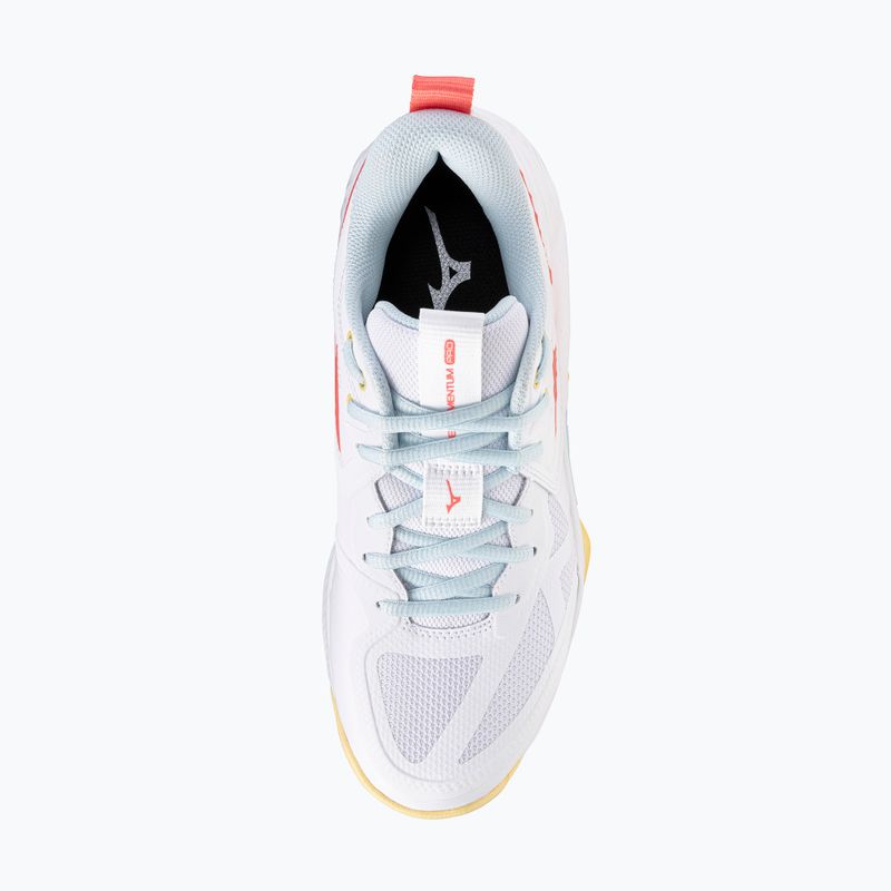 Women's volleyball shoes Mizuno Wave Momentum Pro white/calypso coral/pale banana 5