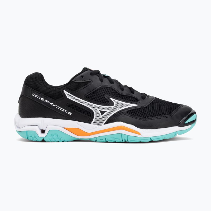 Mizuno Wave Phantom 3 handball shoes black/tangelo/ice green 2
