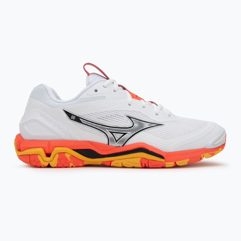 Mizuno Wave Stealth 6 handball shoe white/fiery coral 2/citrus 2