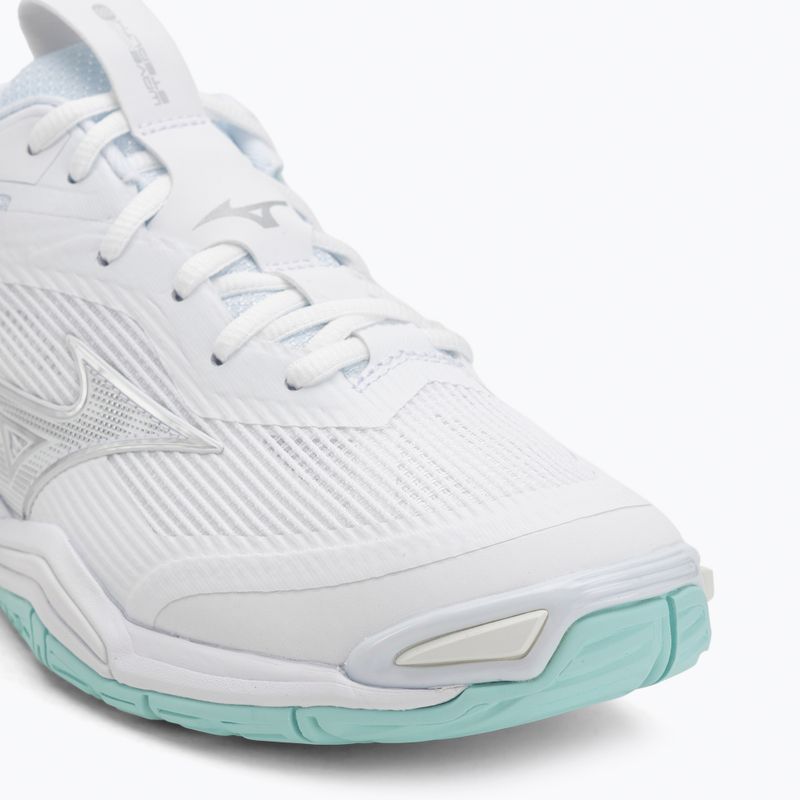 Women's handball shoes Mizuno Wave Stealth 6 white/blue tint 7