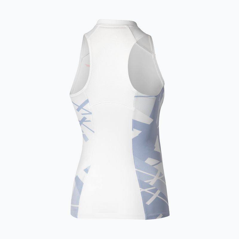 Women's Mizuno Daybreakers Printed Tank W white/icelandic blue T-shirt 2